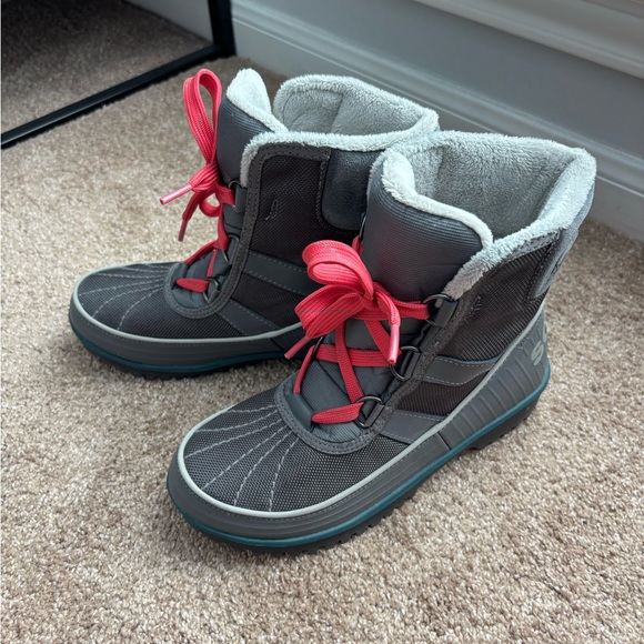 Sorel Tivoli II Waterproof Winter Lace Up Boots Gray Pink - Picture 3 of 7